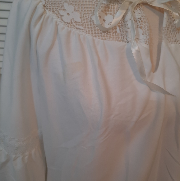 RARE vtg white lace blouse USA sz 13/14 new fashion creation NWT *J - Picture 7 of 7